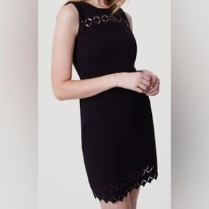 Loft Black sleeveless laser cut mini dress size 2 2P